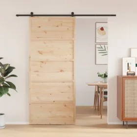 Puerta de granero madera maciza de pino 90x208 cm de , Puertas - Ref: Foro24-850632, Precio: 94,78 €, Descuento: %