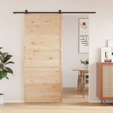 Puerta de granero madera maciza de pino 90x208 cm de , Puertas - Ref: Foro24-850632, Precio: 112,12 €, Descuento: %