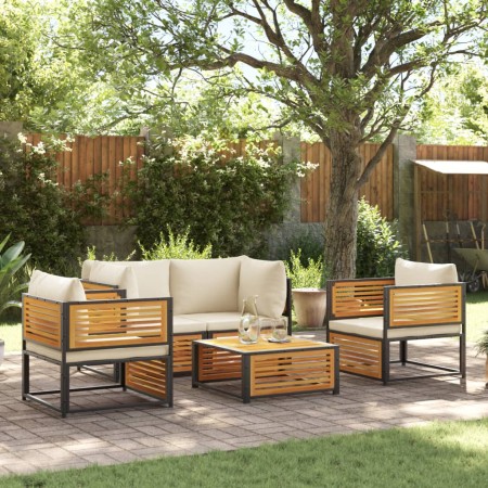 Set de sofás de jardín con cojines 5 pzas madera maciza acacia de , Conjuntos de jardín - Ref: Foro24-3214919, Precio: 675,66...