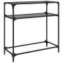 Mesa consola con superficie de vidrio negro acero 80x35x81 cm de , Mesas consola - Ref: Foro24-846025, Precio: 50,67 €, Descu...