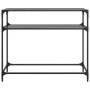 Mesa consola con superficie de vidrio negro acero 98x35x81 cm de , Mesas consola - Ref: Foro24-846027, Precio: 56,68 €, Descu...