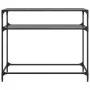 Mesa consola con superficie de vidrio negro acero 98x35x81 cm de , Mesas consola - Ref: Foro24-846027, Precio: 55,50 €, Descu...