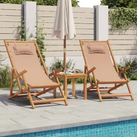 Sillas de playa plegables 2 unidades tela y madera maciza taupe de , Sillas de jardín - Ref: Foro24-3214488, Precio: 170,53 €...