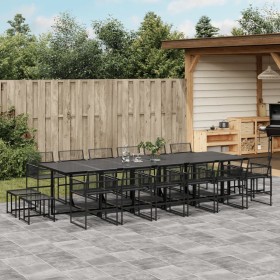 Set de comedor de jardín 17 pzas ratán sintético negro de , Conjuntos de jardín - Ref: Foro24-3295057, Precio: 985,57 €, Desc...