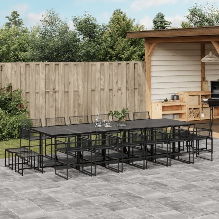 Set de comedor de jardín 17 pzas ratán sintético negro de , Conjuntos de jardín - Ref: Foro24-3295057, Precio: 985,57 €, Desc...