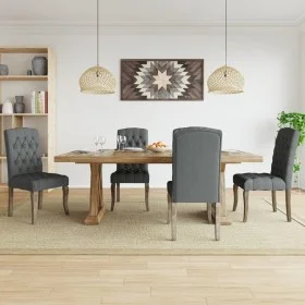 Sillas de comedor 4 unidades tela con apariencia de lino gris de , Sillas de comedor - Ref: Foro24-3309173, Precio: 499,09 €,...