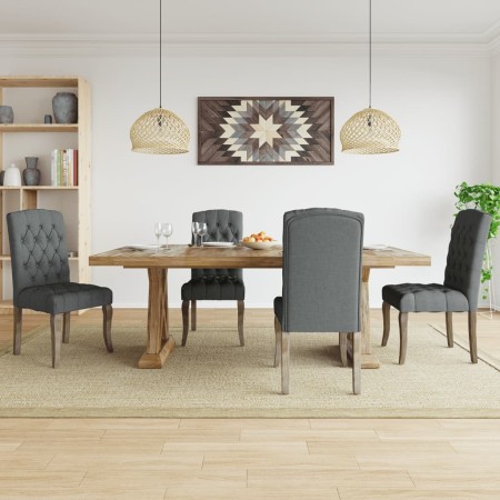 Sillas de comedor 4 unidades tela con apariencia de lino gris de , Sillas de comedor - Ref: Foro24-3309173, Precio: 506,87 €,...
