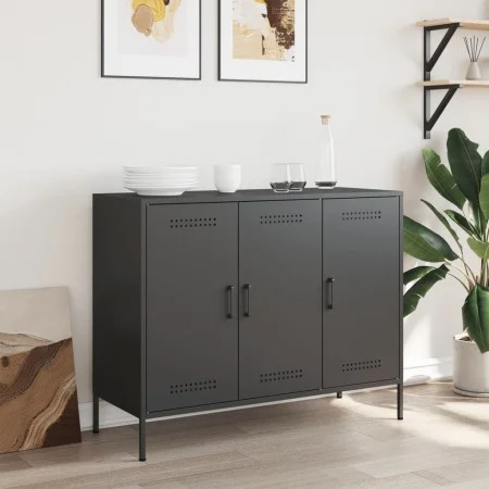 Aparador de acero laminado en frío negro 100,5x39x79 cm de , Aparadores - Ref: Foro24-843024, Precio: 182,82 €, Descuento: %
