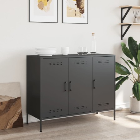 Aparador de acero laminado en frío negro 100,5x39x79 cm de , Aparadores - Ref: Foro24-843024, Precio: 185,61 €, Descuento: %