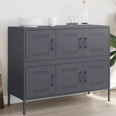Aparador acero laminado en frío gris antracita 100,5x39x79 cm de , Aparadores - Ref: Foro24-843098, Precio: 168,92 €, Descuen...