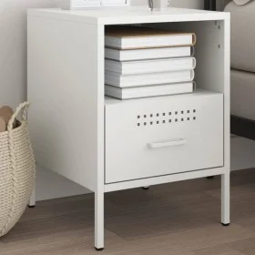Mesita de noche de acero laminado en frío blanco 36x39x50,5 cm de , Mesitas de noche - Ref: Foro24-843064, Precio: 61,70 €, D...