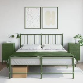 Bedside tables 2 units, olive green laminated steel, 36x39x68 cm by , Nightstands - Ref: Foro24-843087, Price: 167,90 €, Disc...
