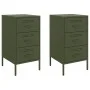 Bedside tables 2 units, olive green laminated steel, 36x39x68 cm by , Nightstands - Ref: Foro24-843087, Price: 167,90 €, Disc...