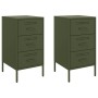 Mesitas de noche 2 uds acero laminado verde oliva 36x39x68 cm de , Mesitas de noche - Ref: Foro24-843087, Precio: 169,82 €, D...