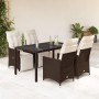 Mesita y sillas jardín 5 pzas y cojines ratán sintético marrón de , Conjuntos de jardín - Ref: Foro24-3276917, Precio: 592,13...