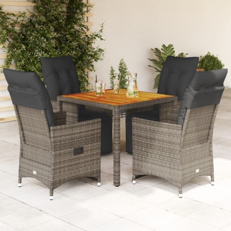 Mesita y sillas jardín 5 pzas y cojines ratán sintético gris de , Conjuntos de jardín - Ref: Foro24-3276886, Precio: 583,93 €...