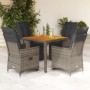 Mesita y sillas jardín 5 pzas y cojines ratán sintético gris de , Conjuntos de jardín - Ref: Foro24-3276886, Precio: 583,93 €...