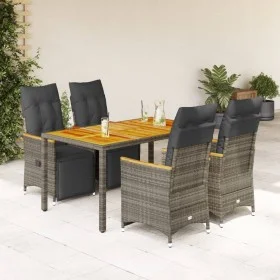 Mesita y sillas jardín 5 pzas y cojines ratán sintético gris de , Conjuntos de jardín - Ref: Foro24-3276969, Precio: 629,18 €...