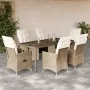 Set de mesa y sillas de jardín 7 pzas y cojines ratán PE beige de , Conjuntos de jardín - Ref: Foro24-3276941, Precio: 899,56...