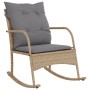 Silla mecedora de jardín con cojines ratán sintético beige de , Sillas de jardín - Ref: Foro24-369021, Precio: 103,37 €, Desc...