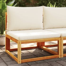 Sofá jardín sin reposabrazos con cojines madera maciza acacia de , Sofás de exterior - Ref: Foro24-4008177, Precio: 111,37 €,...
