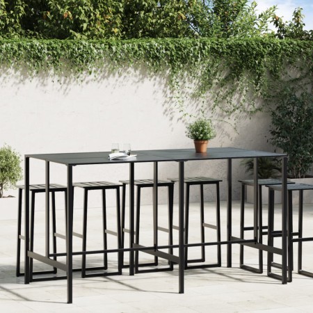 Mesa alta de bar acero recubrimiento polvo negro 200x100x110 cm de , Mesas de jardín - Ref: Foro24-3301419, Precio: 309,32 €,...