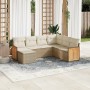 Set sofás de jardín 7 piezas y cojines ratán sintético beige en Conjuntos de jardín | Comprar online en Foru.es
