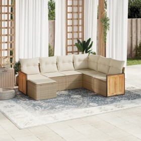 Set sofás de jardín 7 piezas y cojines ratán sintético beige en Conjuntos de jardín | Comprar online en Foru.es