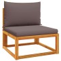 Sofá jardín sin reposabrazos con cojines madera maciza acacia de , Sofás de exterior - Ref: Foro24-4008161, Precio: 108,95 €,...