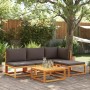 Sofá jardín sin reposabrazos con cojines madera maciza acacia de , Sofás de exterior - Ref: Foro24-4008161, Precio: 108,95 €,...