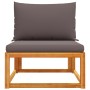 Sofá jardín sin reposabrazos con cojines madera maciza acacia de , Sofás de exterior - Ref: Foro24-4008161, Precio: 108,95 €,...