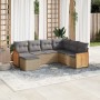 Set sofás de jardín 7 piezas y cojines ratán sintético beige en Conjuntos de jardín | Comprar online en Foru.es