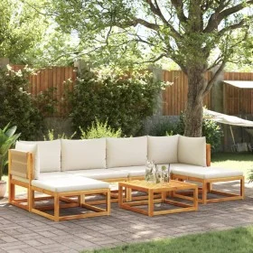 Garden sofa set with 7 pieces, solid acacia wood, and cushions. by , Outdoor sofas - Ref: Foro24-3278862, Price: 682,38 €, Di...