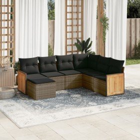 Set de sofás de jardín 7 piezas con cojines ratán PE gris en Conjuntos de jardín | Comprar online en Foru.es