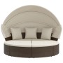 Tumbona cama de jardín con capota y cojines ratán PE marrón de , Camas para exteriores - Ref: Foro24-362253, Precio: 601,21 €...