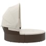 Tumbona cama de jardín con capota y cojines ratán PE marrón de , Camas para exteriores - Ref: Foro24-362253, Precio: 601,21 €...
