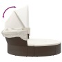 Tumbona cama de jardín con capota y cojines ratán PE marrón de , Camas para exteriores - Ref: Foro24-362253, Precio: 601,21 €...