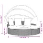 Tumbona cama de jardín con capota y cojines ratán PE marrón de , Camas para exteriores - Ref: Foro24-362253, Precio: 601,21 €...