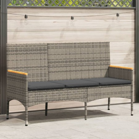 Banco de jardín 3 plazas con cojines ratán sintético gris de , Bancos de jardín - Ref: Foro24-365442, Precio: 111,61 €, Descu...