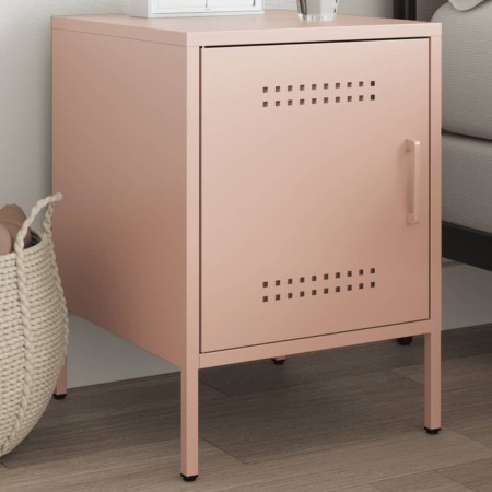 Mesita de noche de acero rosa 36x39x50,5 cm de , Mesitas de noche - Ref: Foro24-842912, Precio: 55,41 €, Descuento: %
