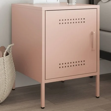 Mesita de noche de acero rosa 36x39x50,5 cm de , Mesitas de noche - Ref: Foro24-842912, Precio: 54,76 €, Descuento: %