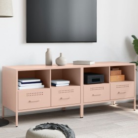 Muebles de TV 2 pzas acero laminado en frío rosa 68x39x50,5 cm de , Muebles TV - Ref: Foro24-843045, Precio: 174,47 €, Descue...