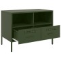 Muebles de TV 2 piezas acero laminado verde oliva 68x39x50,5 cm de , Muebles TV - Ref: Foro24-843051, Precio: 174,47 €, Descu...