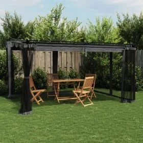 Cenador con paredes de malla acero gris antracita 4x3 m de , Carpas y cenadores - Ref: Foro24-4003912, Precio: 384,09 €, Desc...