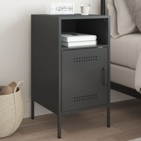 Mesita de noche acero laminado en frío negro 36x39x68 cm de , Mesitas de noche - Ref: Foro24-843066, Precio: 61,24 €, Descuen...