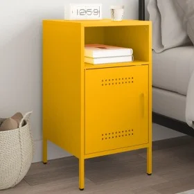 Mesita de noche acero laminado en frío amarillo 36x39x68 cm de , Mesitas de noche - Ref: Foro24-843072, Precio: 63,97 €, Desc...