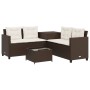 Sofá de jardín en forma de L con mesa y cojines ratán PE marrón de , Conjuntos de jardín - Ref: Foro24-369028, Precio: 287,36...