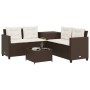 Sofá de jardín en forma de L con mesa y cojines ratán PE marrón de , Conjuntos de jardín - Ref: Foro24-369028, Precio: 287,36...