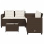 Sofá de jardín en forma de L con mesa y cojines ratán PE marrón de , Conjuntos de jardín - Ref: Foro24-369028, Precio: 287,36...