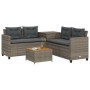 Sofá de jardín en forma de L con mesa y cojines ratán PE gris de , Conjuntos de jardín - Ref: Foro24-369037, Precio: 287,62 €...